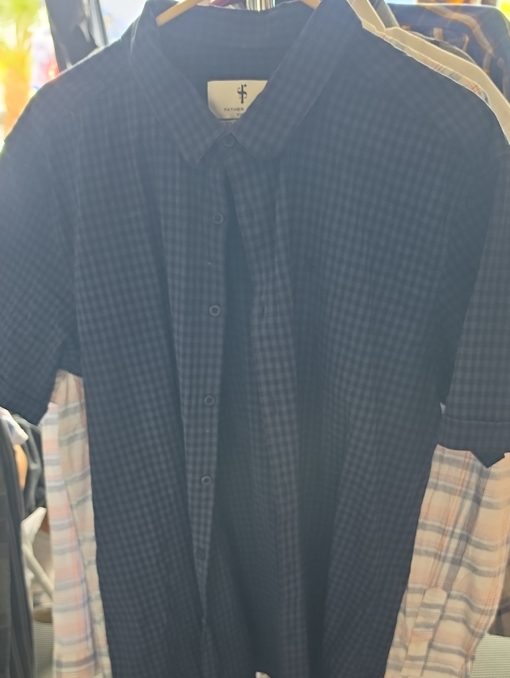 Casual Short-Sleeve Check Button-Down Shirt - Navy by Faherty